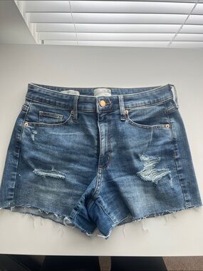 Universal Thread High Rise Midi Distressed Denim Shorts - Blue